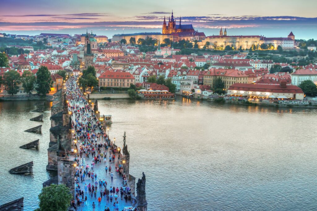 Prague view from the bridge