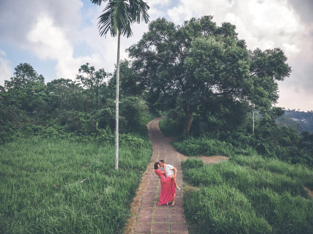 Couple kissing in Bali, Indonesia