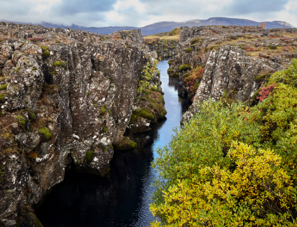 Silfra Fissure tectonic plates at Thingvellir National Park, Iceland